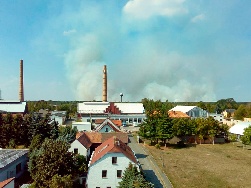 Rauch beim Waldbrand in der Koenigsbruecker Heide 2018