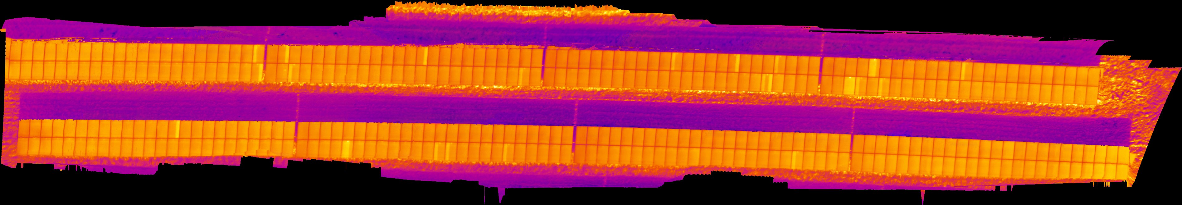 Orthobild mit defekten PV Modulen aus IR Bildern