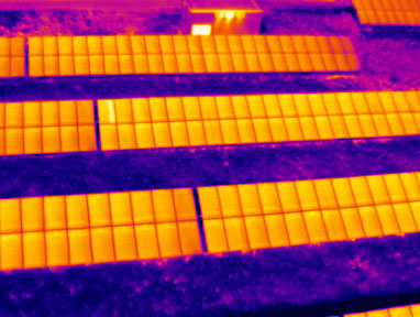 Infrarotbild optris pi 450 Solarpark mit defekten PV Modulen Substring